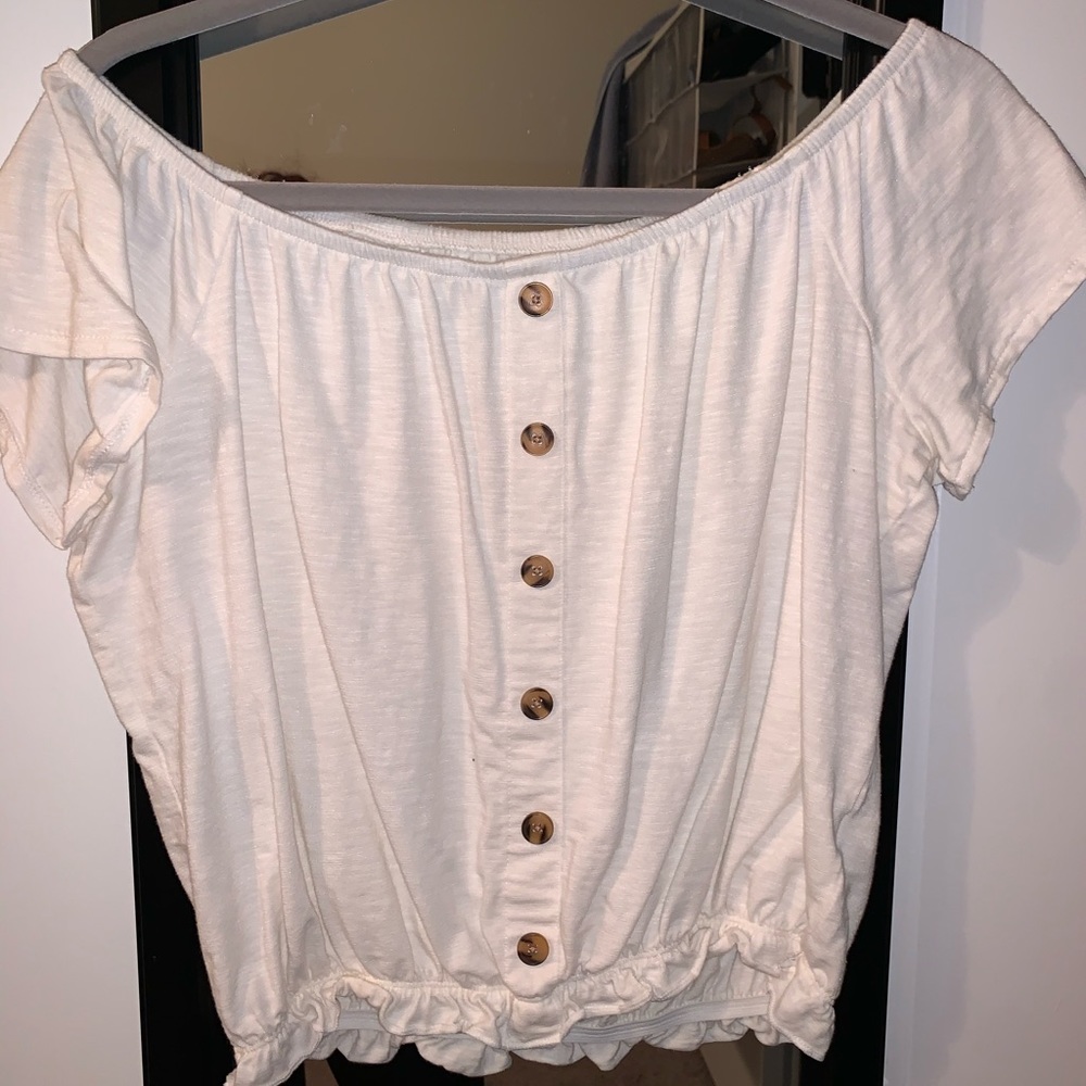 Off the shoulder slightly cropped top